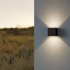 LED-Außenwandlampe Calpino 3, schwarz, Breite 10 cm, 2-flg.