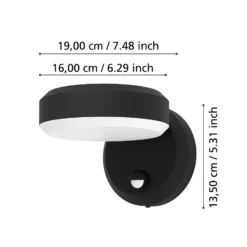 LED-Außenwandlampe Fornaci, schwarz, Breite 16 cm, Sensor