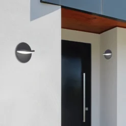 LED-Außenwandlampe Letty, dunkelgrau, Ø 18 cm, Metall, IP65