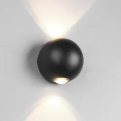 LED-Außenwandleuchte Avisio, schwarz, 2-flammig, halbrund