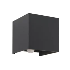 LED-Außenwandleuchte Cube-S, anthrazit, Metall, Sensor