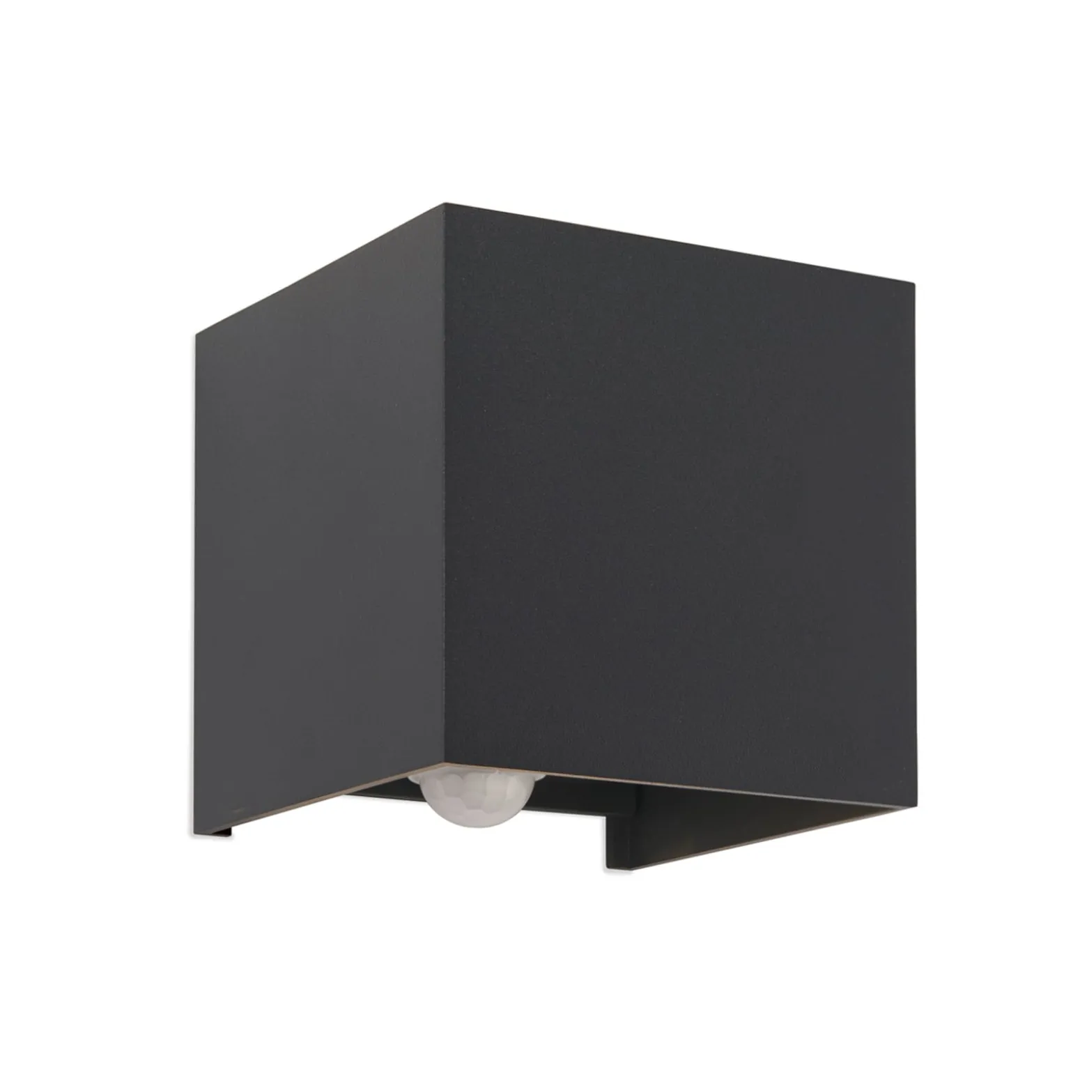 LED-Außenwandleuchte Cube-S, anthrazit, Metall, Sensor