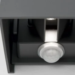LED-Außenwandleuchte Cube-S, anthrazit, Metall, Sensor