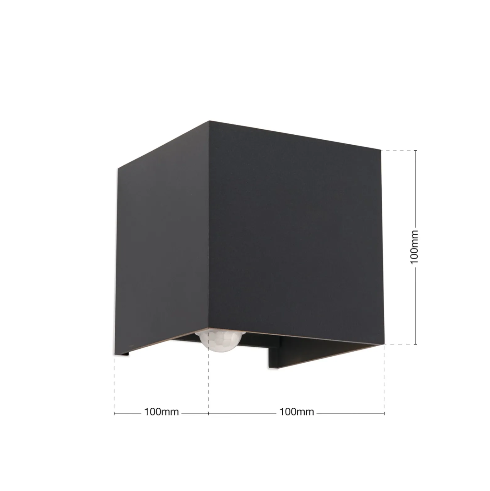 LED-Außenwandleuchte Cube-S, anthrazit, Metall, Sensor