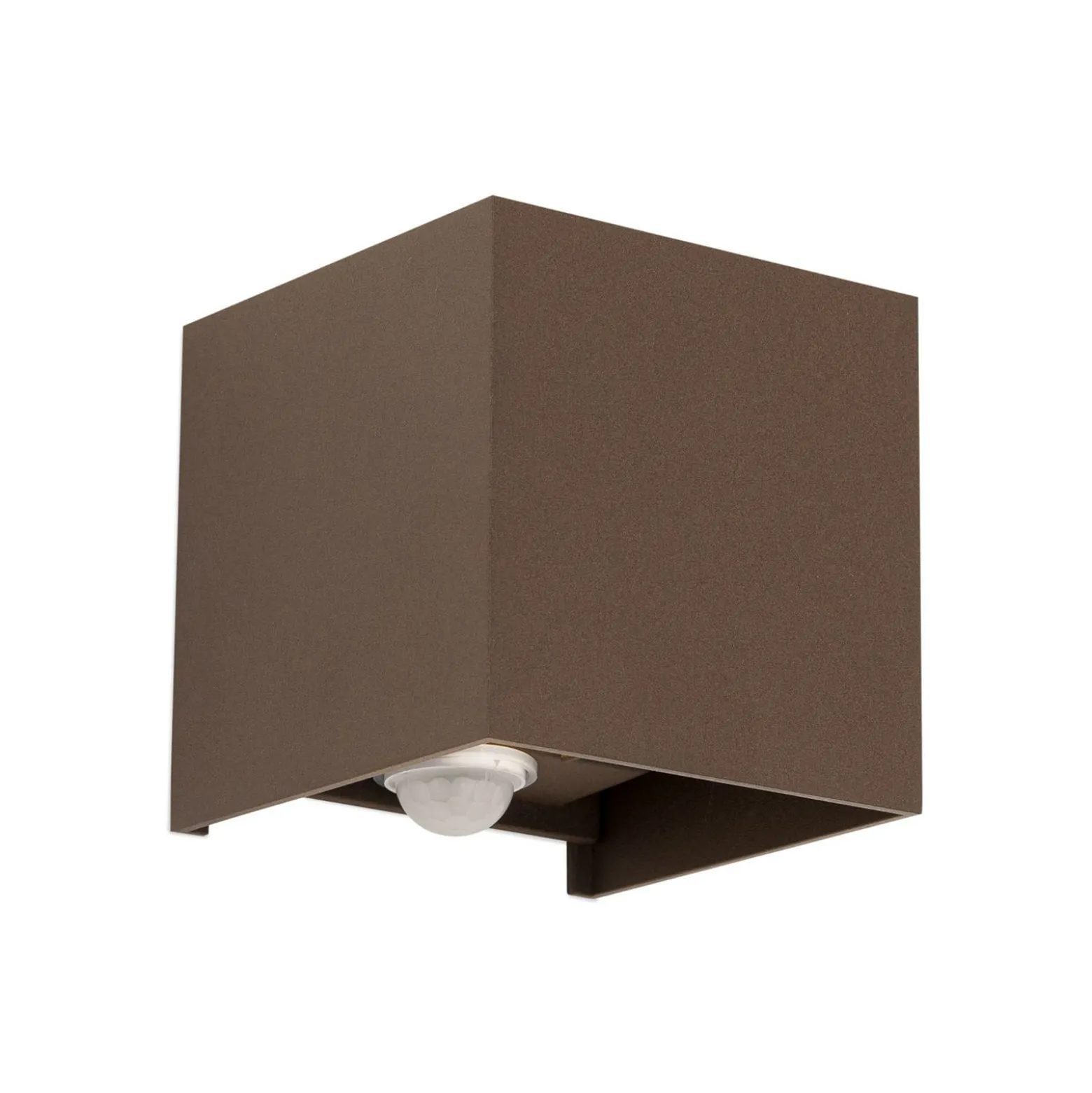 LED-Außenwandleuchte Cube-S, corten, Metall, Sensor
