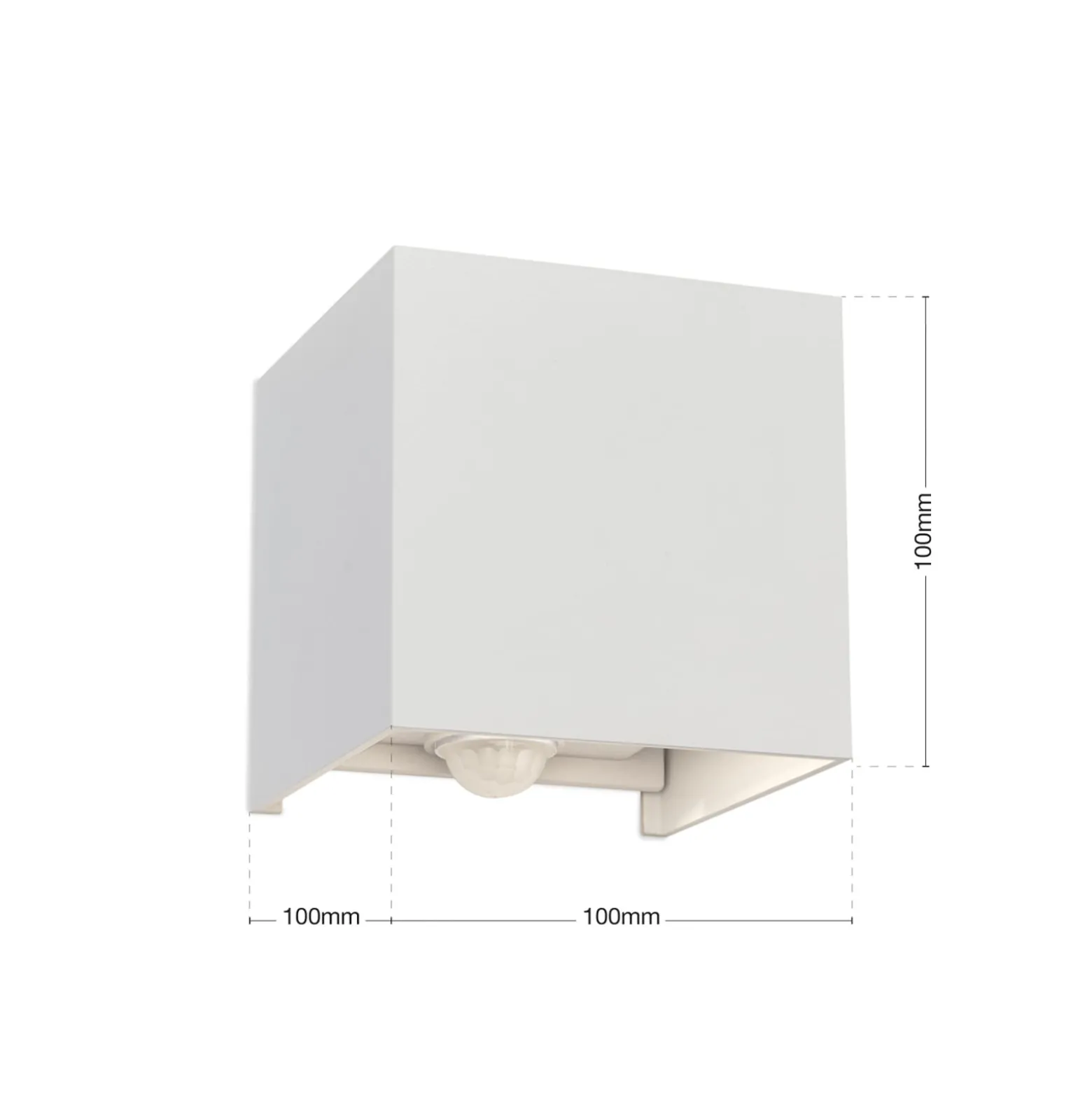 LED-Außenwandleuchte Cube-S, weiß, Metall, Bewegungsmelder