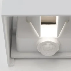 LED-Außenwandleuchte Cube-S, weiß, Metall, Bewegungsmelder