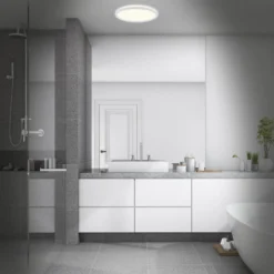 LED-Bad-Deckenleuchte Slim Drip, weiß, Ø 42 cm, IP44