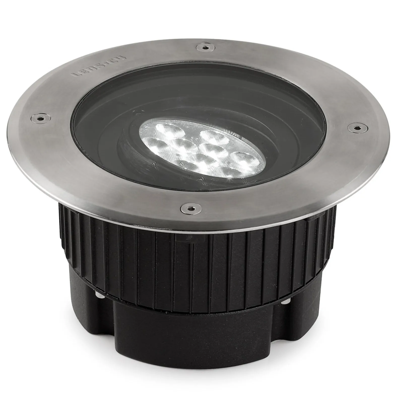 LED-Bodeneinbauleuchte Gea, Ø 18 cm, 3000K, Edelstahl