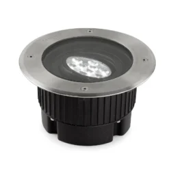 LED-Bodeneinbauleuchte Gea, Ø 18 cm, 3000K, Edelstahl