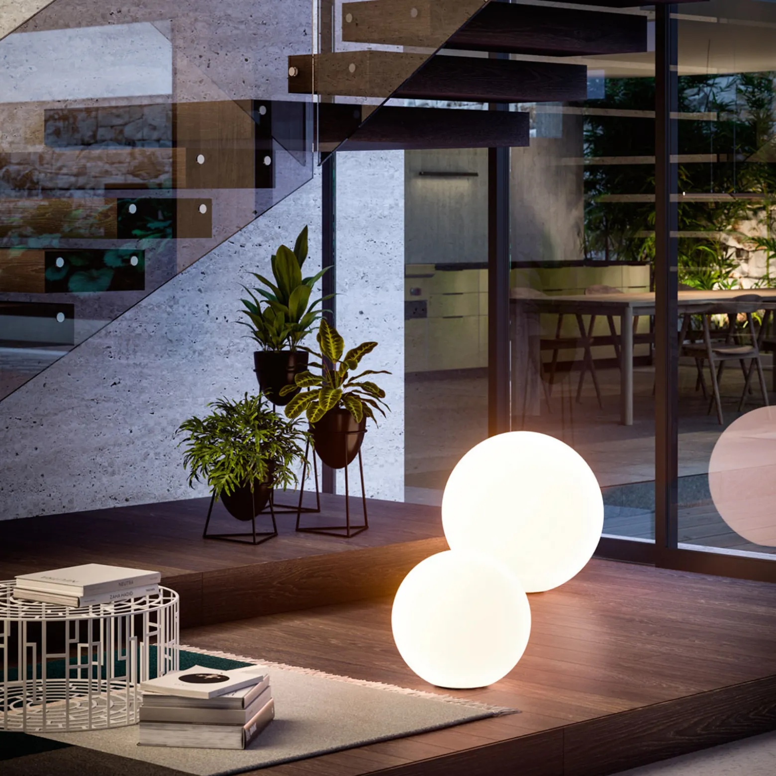 LED-Bodenleuchte Oh!, Ø 28 cm, E27, Polycarbonat, weiß