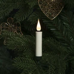 LED-Christbaumkerzen kabellos weiß, 3D, 12-teilig