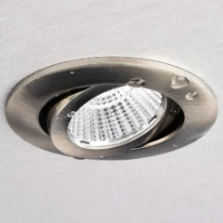 LED-Deckeneinbauleuchte Dione, IP44, 4.000 K, nickel, dim