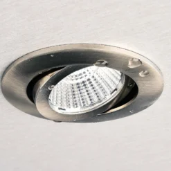 LED-Deckeneinbauleuchte Dione, IP44, 3.000 K, nickel, dim