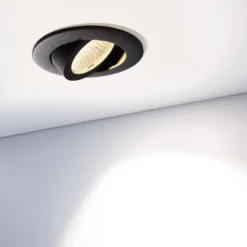 LED-Deckeneinbauleuchte Dione, IP44, 3.000 K, schwarz, dim