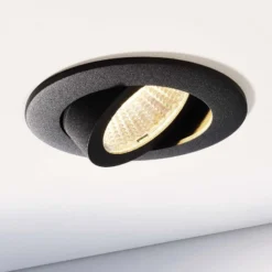 LED-Deckeneinbauleuchte Dione, IP44, 3.000 K, schwarz, dim