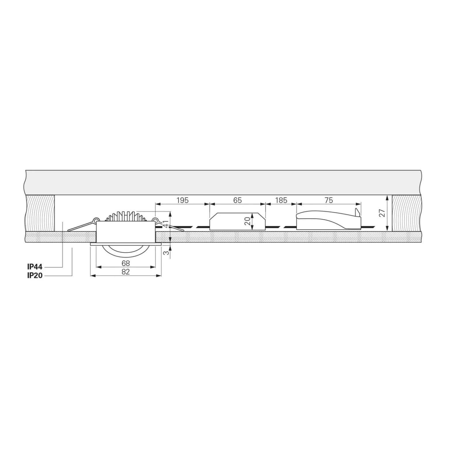 LED-Deckeneinbauleuchte Dione, IP44, 3.000 K, weiß, dimmbar