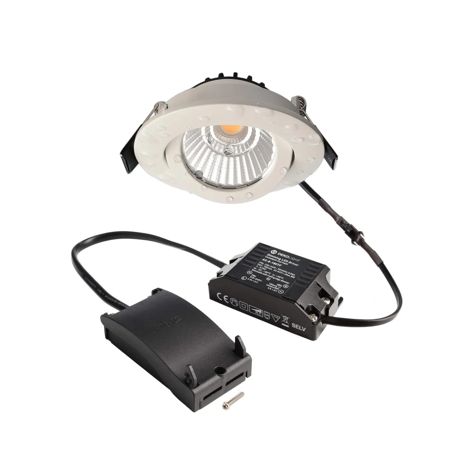 LED-Deckeneinbauleuchte Dione, IP44, 3.000 K, weiß, dimmbar