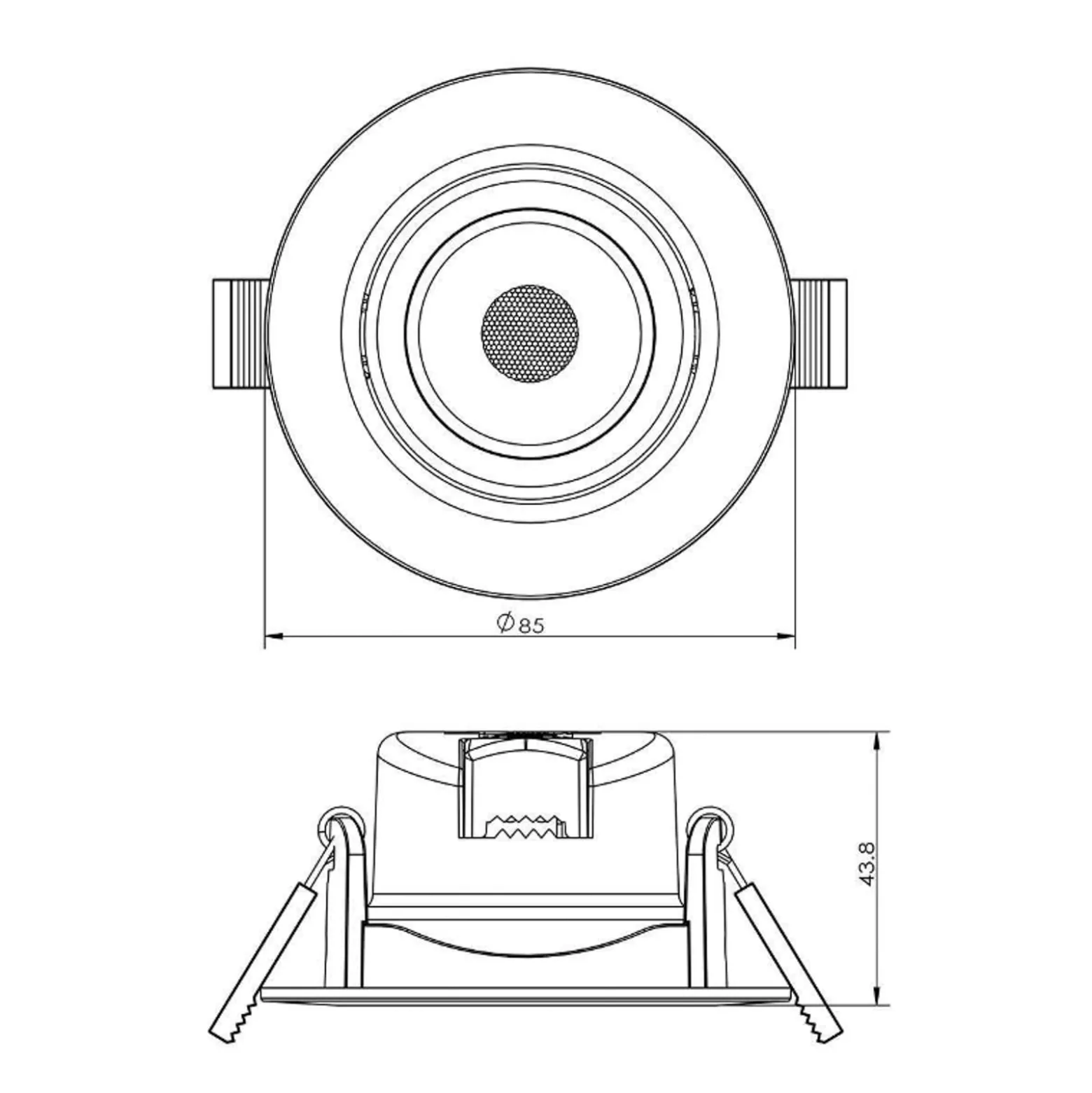 LED-Deckeneinbauleuchte SMD-68-230V, 4.000K, Ø8,5cm, schwarz