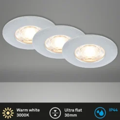 LED-Deckeneinbauspot Kulana Mini IP44 3er chrom