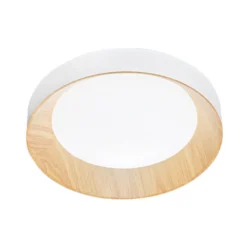 LED-Deckenlampe Arka, Ø 40 cm, weiß/Holzoptik, Metall, CCT