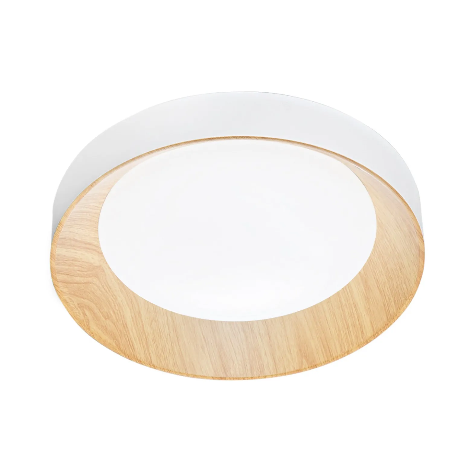 LED-Deckenlampe Arka, Ø 40 cm, weiß/Holzoptik, Metall, CCT
