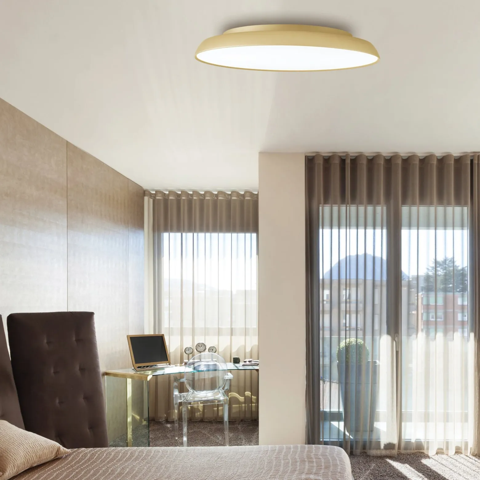 LED-Deckenlampe Art, Ø 45 cm, creme-goldfarben, Metall
