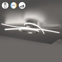 LED-Deckenlampe Biba, nickelfarben, Länge 100 cm, Metall CCT