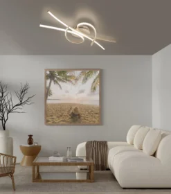 LED-Deckenlampe Biba, sandfarben, Länge 100 cm, Metall, CCT