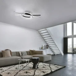 LED-Deckenlampe Biba, schwarz, Länge 100 cm, Metall, CCT