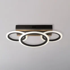 LED-Deckenlampe Blevins 3-flg. schwarz/holzoptik, Länge 46cm