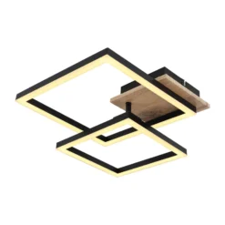 LED-Deckenlampe Bossy, Länge 53, schwarz/holz dunkel, Holz