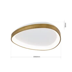 LED-Deckenlampe Charlie, Ø 45 cm, opalweiß, altmessingfarben