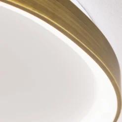 LED-Deckenlampe Charlie, Ø 65 cm, opalweiß, altmessingfarben