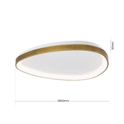 LED-Deckenlampe Charlie, Ø 65 cm, opalweiß, altmessingfarben