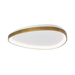 LED-Deckenlampe Charlie, Ø 65 cm, opalweiß, altmessingfarben