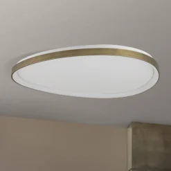 LED-Deckenlampe Charlie, Ø 80 cm, opalweiß, altmessingfarben