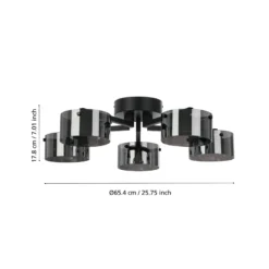 LED-Deckenlampe Copillos, schwarz Ø 66 cm Glas/Metall 5-flg.