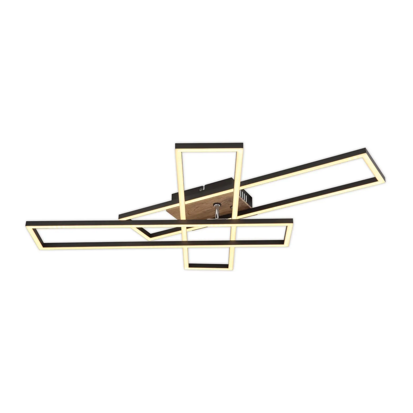 LED-Deckenlampe Dakari, Länge 80 cm, schwarz/holz, 3-flg.