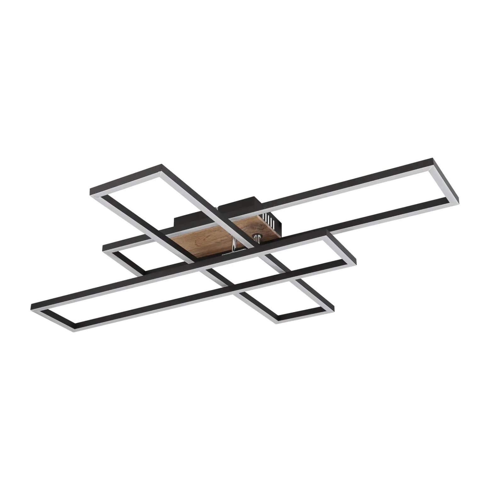 LED-Deckenlampe Dakari, Länge 80 cm, schwarz/holz, 3-flg.