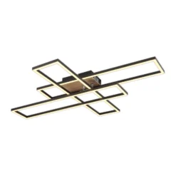 LED-Deckenlampe Dakari, Länge 80 cm, schwarz/holz, 3-flg.