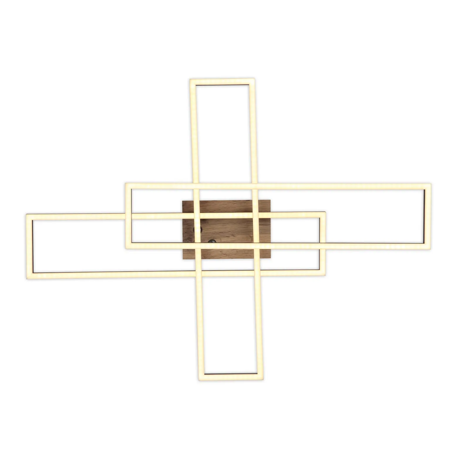 LED-Deckenlampe Dakari, Länge 80 cm, schwarz/holz, 3-flg.