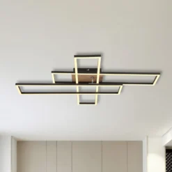 LED-Deckenlampe Dakari, Länge 80 cm, schwarz/holz, 3-flg.