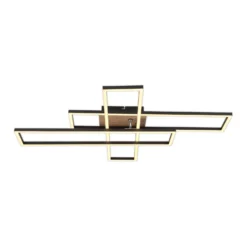 LED-Deckenlampe Dakari, Länge 80 cm, schwarz/holz, 3-flg.