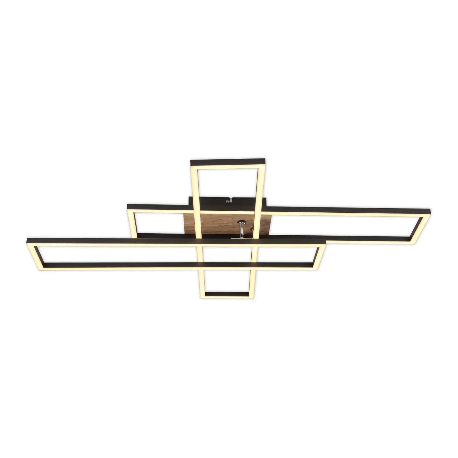 LED-Deckenlampe Dakari, Länge 80 cm, schwarz/holz, 3-flg.