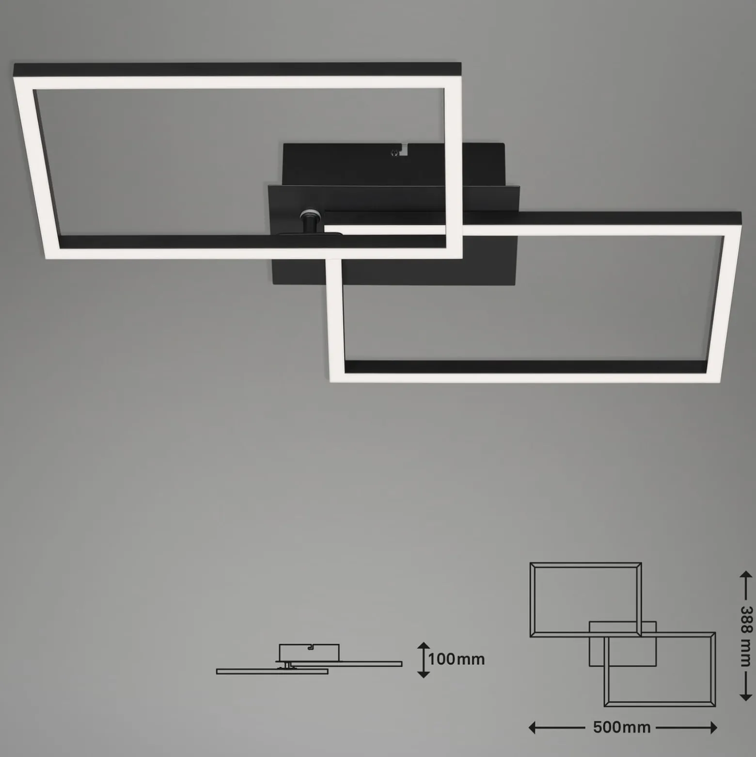 LED-Deckenlampe Frame CCT, schwarz, 50x39cm