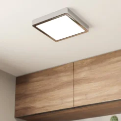 LED-Deckenlampe Fueva 5 IP44 3000K chrom 21x21cm