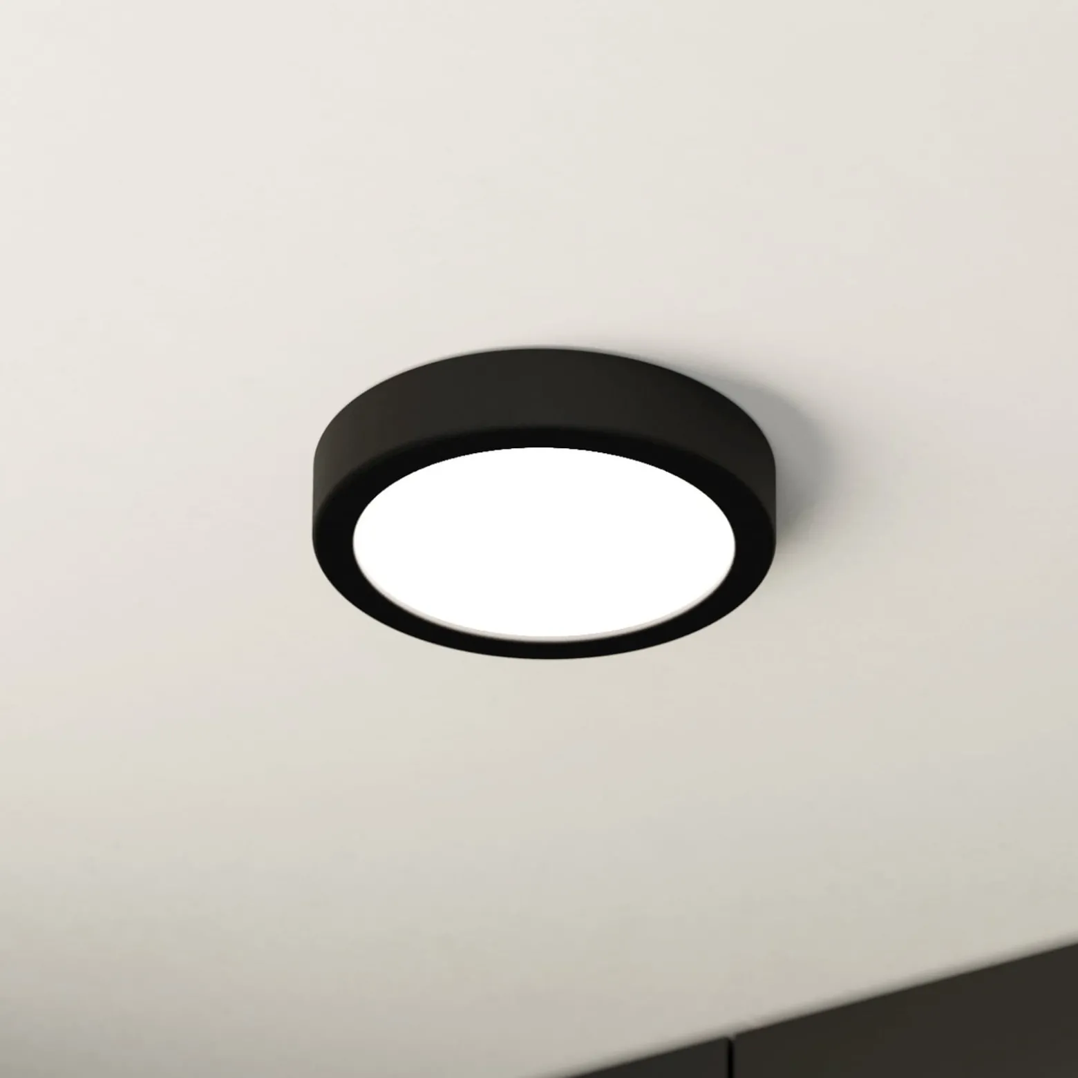 LED-Deckenlampe Fueva 5 IP44 3000K schwarz Ø16cm