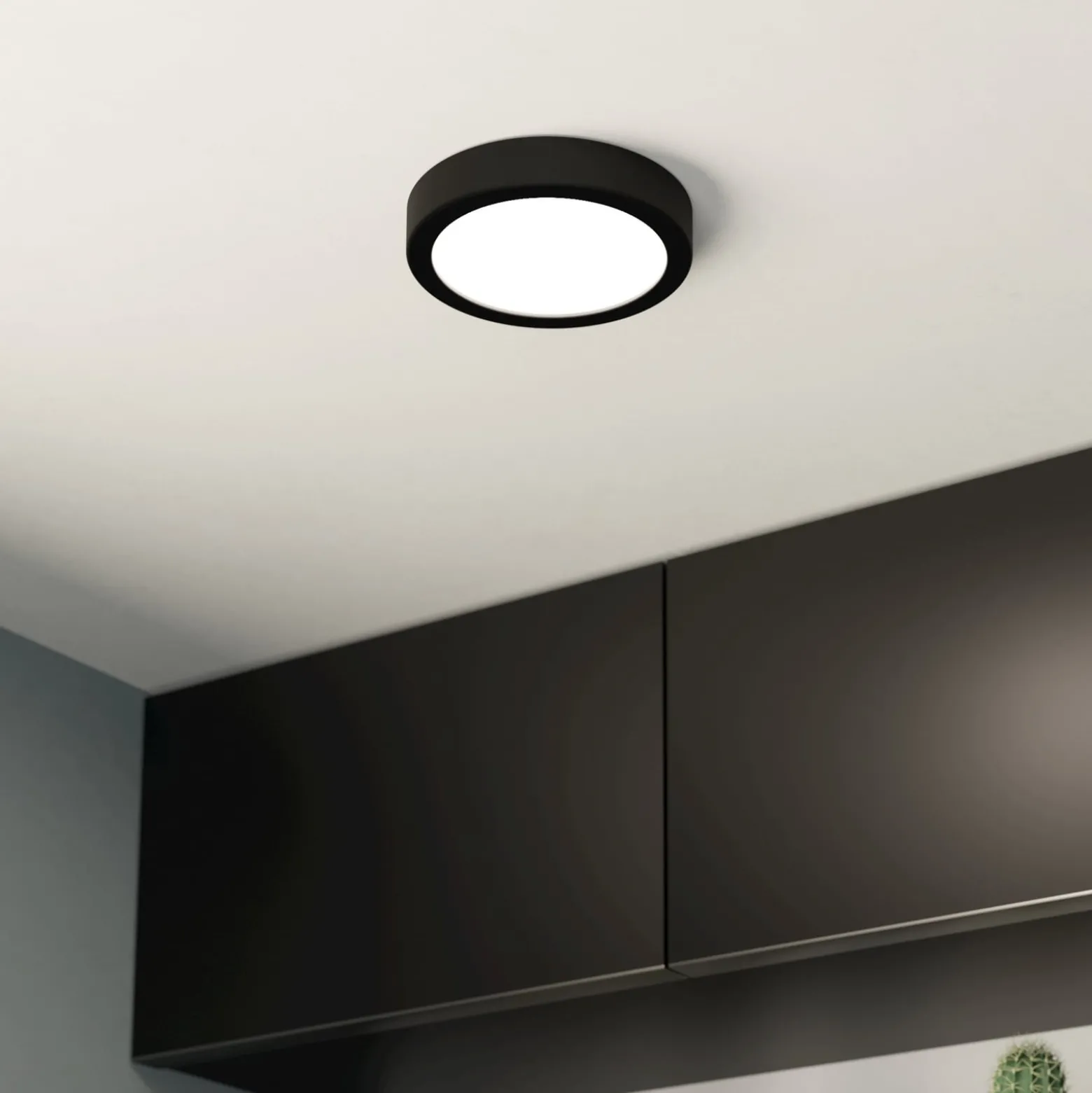 LED-Deckenlampe Fueva 5 IP44 3000K schwarz Ø16cm