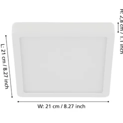 LED-Deckenlampe Fueva 5 IP44 3000K weiß 21x21cm